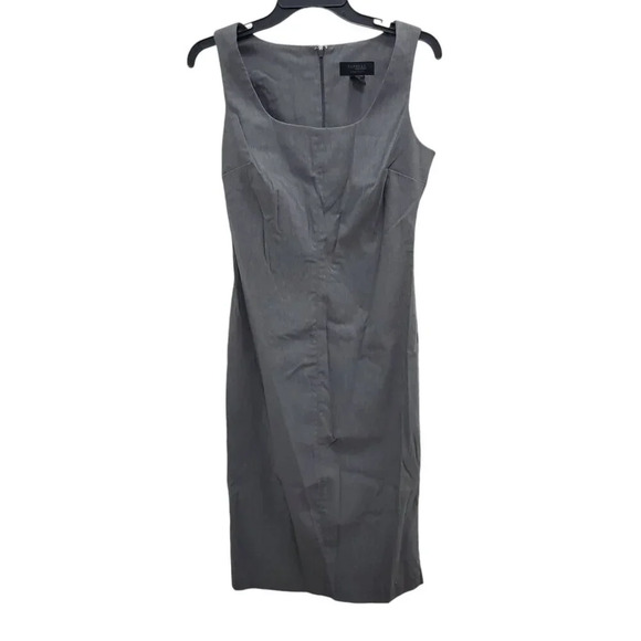Express World Grand Vintage 90s Gray Stretch Sleeveless Sheath Midi Dress 5/6 - Picture 1 of 6